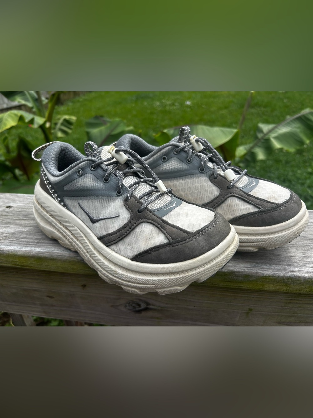 Hoka Alabaster Bondi B3LS Grey&White Running Shoes Unisex Size 5W / 4M